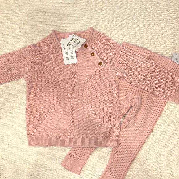 Nordstrom Rib Cotton Sweater & Leggings Set in Pink lotus size 12 months NWT - Picture 1 of 5